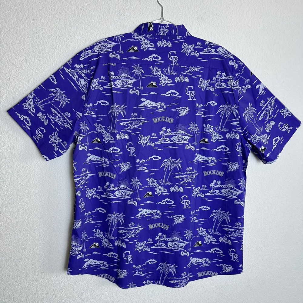 Reyn Spooner Colorado Rockies MLB Performance Shirt Mens XL Purple Tropical NWT - Picture 6 of 12